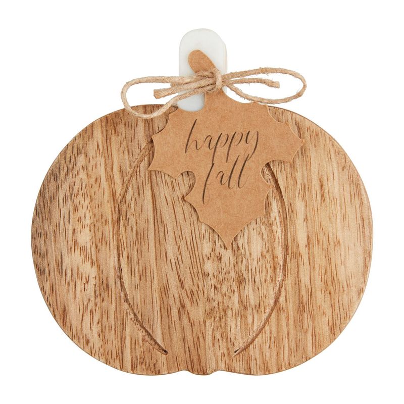 Wood &amp; Marble Pumpkin Coaster Set