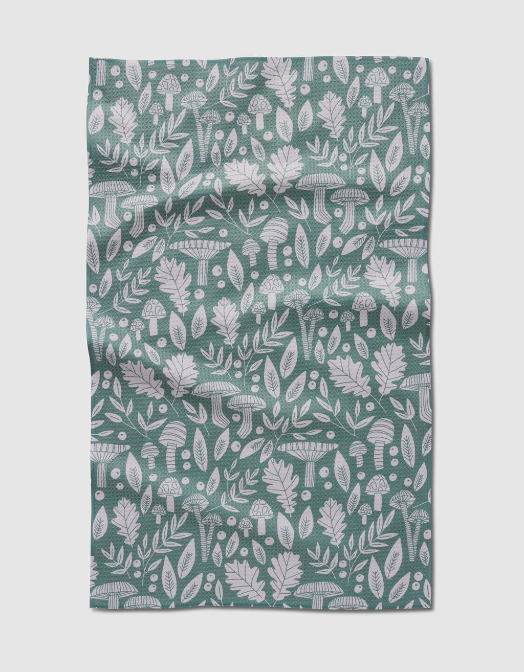 Fall Mushrooms &amp; Leaves Tea Towel