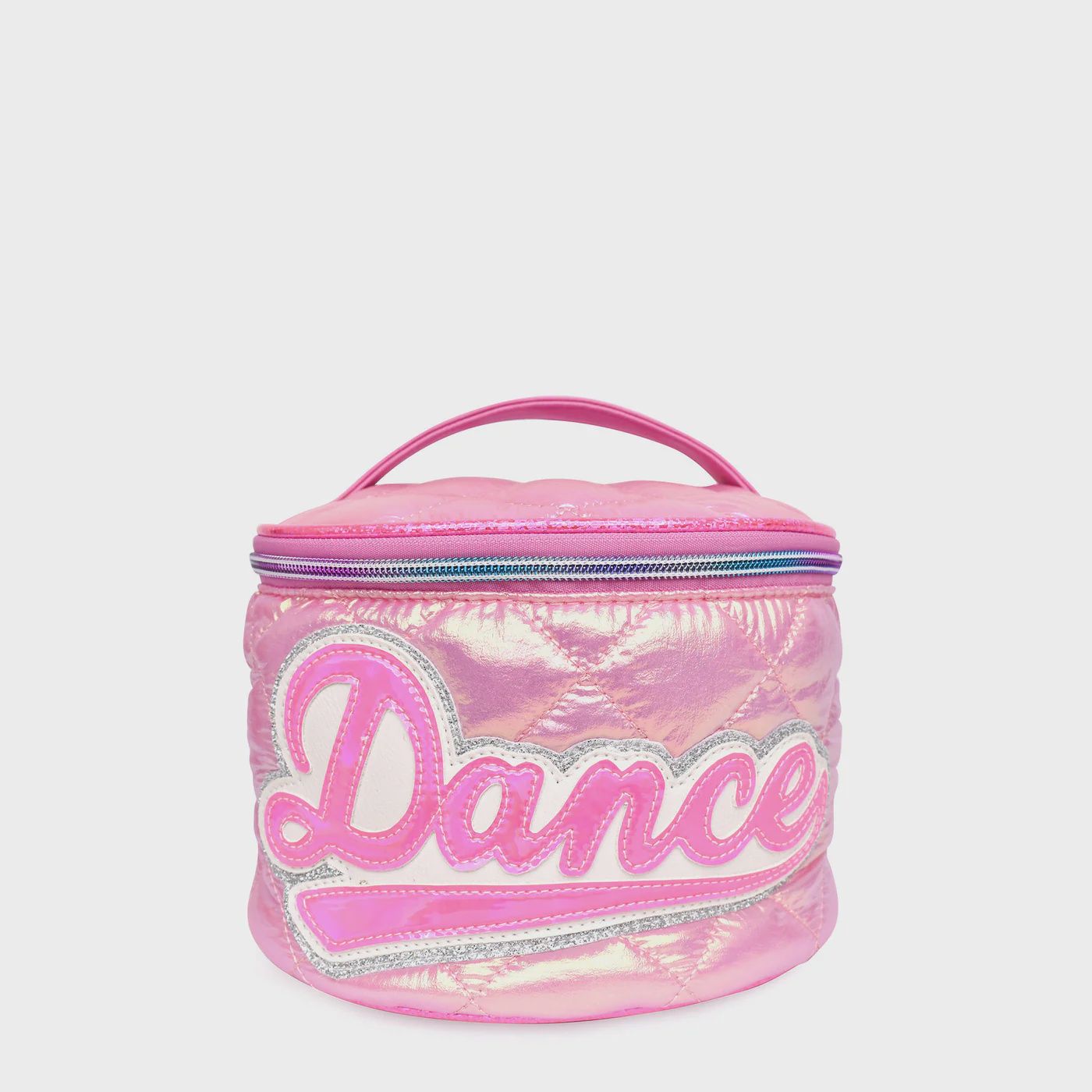 &#39;Dance&#39; Quilted Metallic Puffer Round Glam Bag