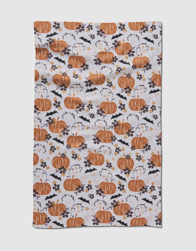 Bats in the Pumpkin Patch Tea Towel