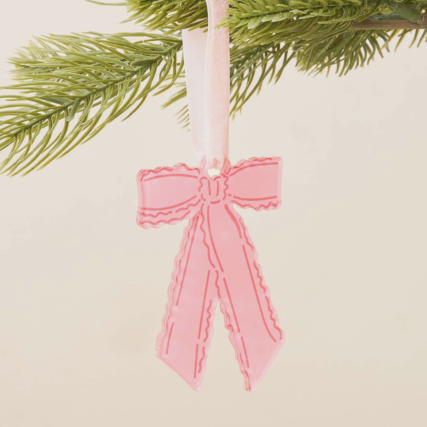 Holiday Tree Ornament Assortment, Design: Pink Ruffle Bow