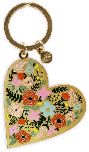 Floral Heart Enamel Keychain