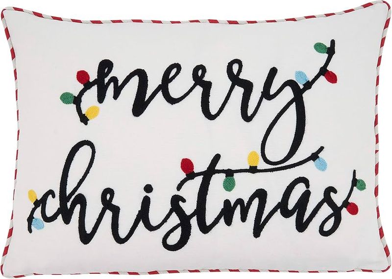 Merry Christmas Lights Pillow, Oblong