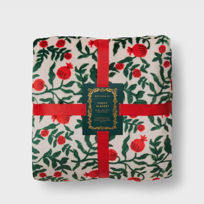 Christmastide Pomegranate Fleece Blanket