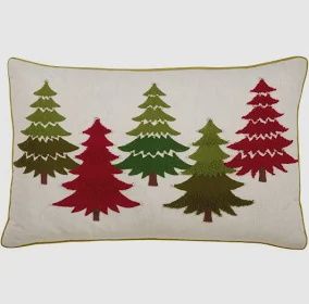 Embroidered Christmas Tree Pillow