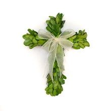 Boxwood Mini Cross with Ribbon