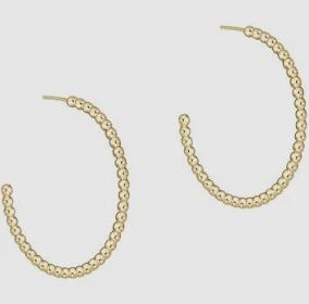 Gold Beaded Classic 1.25&quot; Post Hoop, 2mm