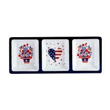 Stars &amp; Stripes Melamine 3 Sectional Tray