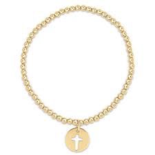Extends Classic Gold Bead Bracelet, Blessing Gold Disc