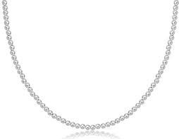 Sterling 17&quot; Choker Classic Bead Necklace, 3mm