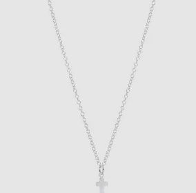 Silver  16&quot; Signature Cross Necklace, Silver Charm