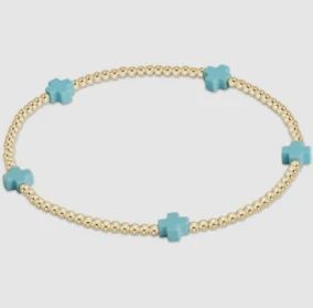 Gold Signature Cross Bracelet, 2mm