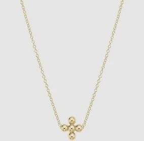 Gold 16&quot; Classic Beaded Sign Cross Gold Charm, 4mm