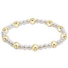 Pearl Sincerity 4mm Bead Bracelet,  Gold Bead 6mm
