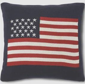 Navy Knit American Flag Pillow