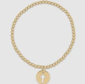 Gold Classic Bracelet, Blessed Gold Disc, 3mm