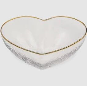Heart Glass Bowl Clear/Gold