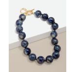 Iris Iridescent Beaded Collar Necklace, Navy
