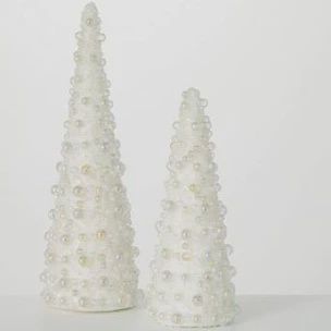 Beaded Pearl Cone Tree, Set of 2
