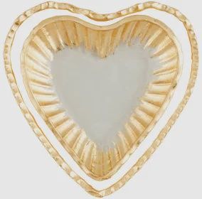 Glass Heart Tidbit Tray Set