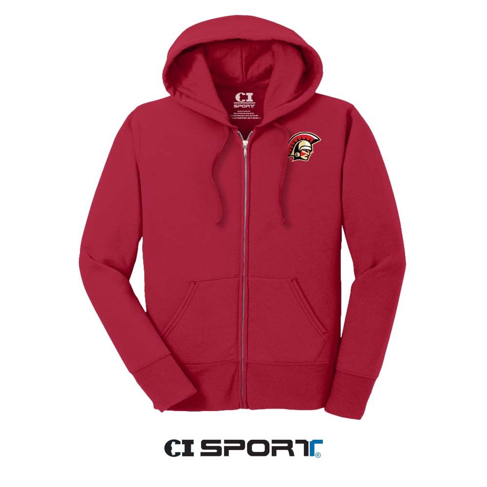 CI Sport Full Zip Hoodie, Color: Red, Size: AS