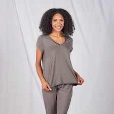 Classic V Neck Tee Shirt, Earl Gray