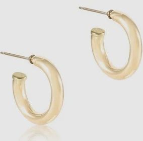 Gold Round Post Hoop, Smooth 4mm, 1.125
