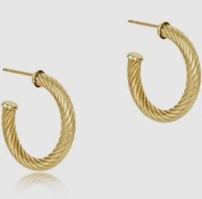 Gold Round Post Hoop, Textured 1.25&quot;