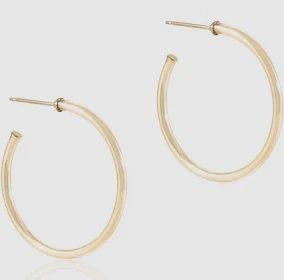 Gold Round Post Hoop, Textured 2&quot;
