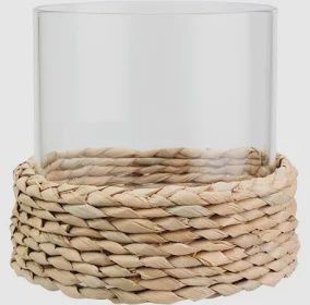 Glass Hurricane w Woven Sleeve