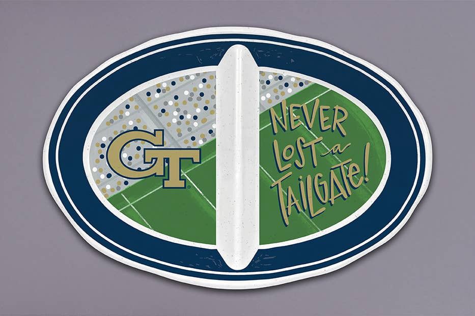 GA Tech Never Lost a Tailgate 2 Section Platter