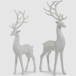High Shine White Deer, Set of 2