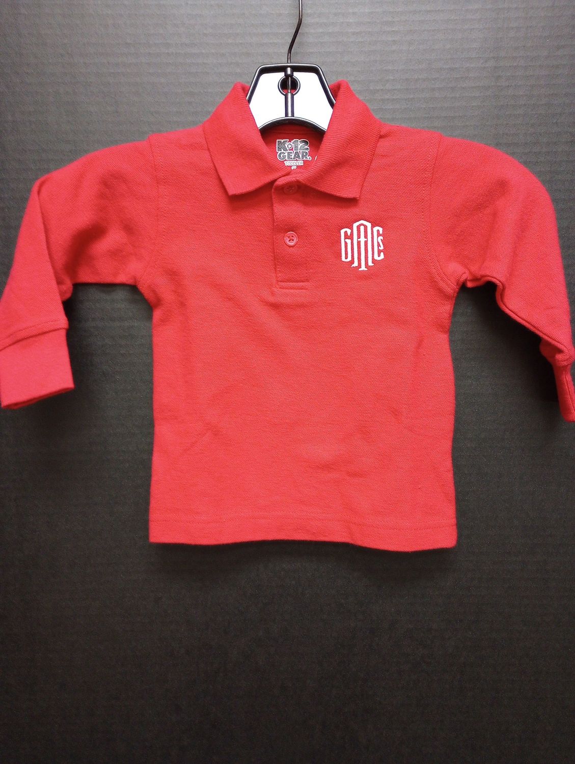 Uniform Polo Long Sleeve Toddler, Color: Red, Size: 2T