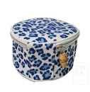 Jewel Round Cosmetic Bag, Color: Cheetah Blue