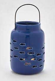 School of Fish Cutout Lantern, Color: Blue