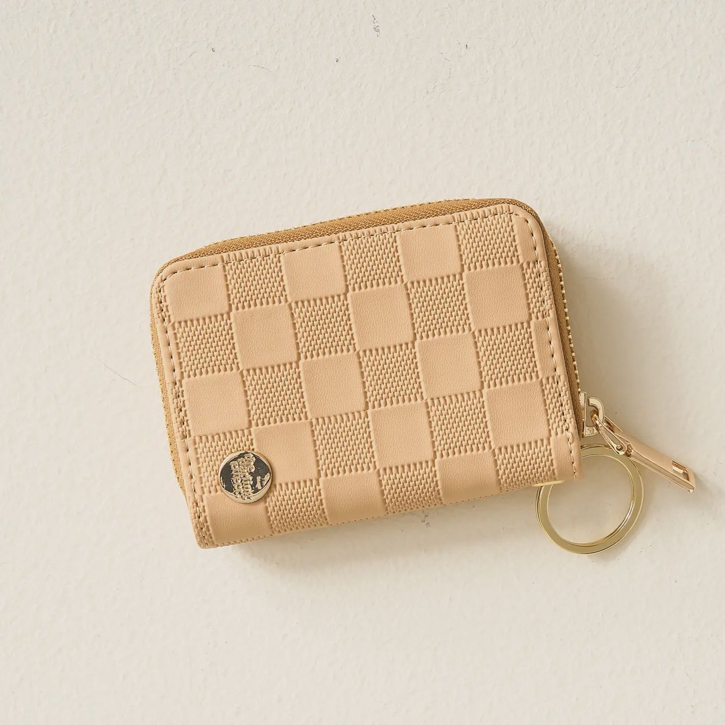Zip Around Wallet, Color: Tan Check