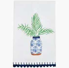 Blue Trim Towel, Design: Palm Plant