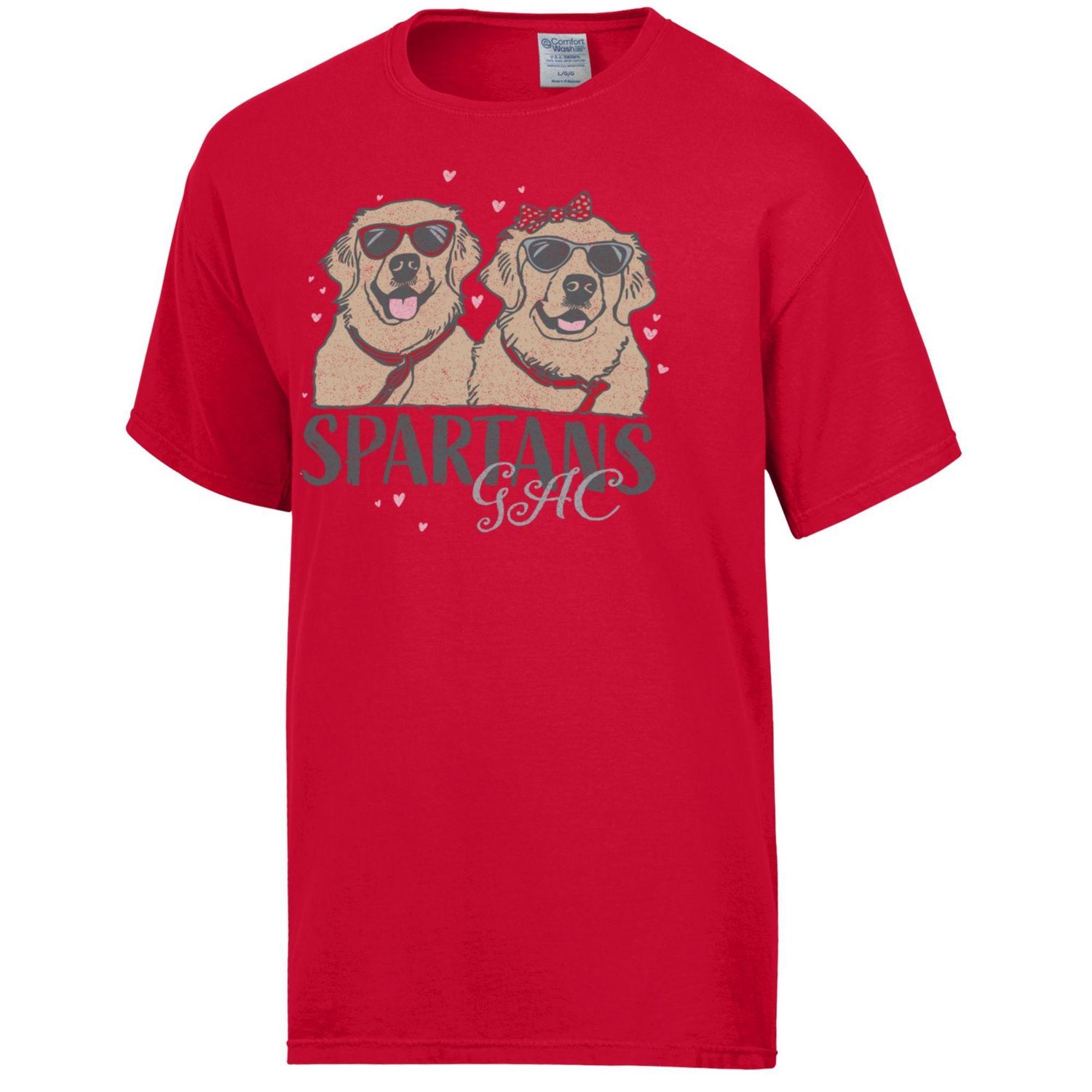 Comfort Wash Spartan Dog T-shirt 25, Color: Athletic Red, Size: AS
