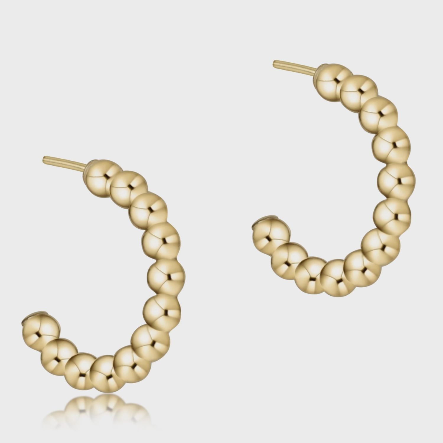 Gold Beaded Classic 1" Post Hoop, 3mm