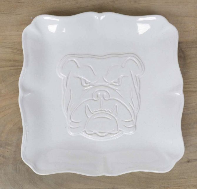 Bulldog Embossed Square Platter