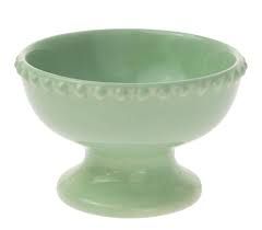 Lustrous Beaded Aqua Pedestal Bowl