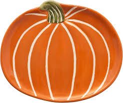 Orange &amp; White Pumpkin Plate