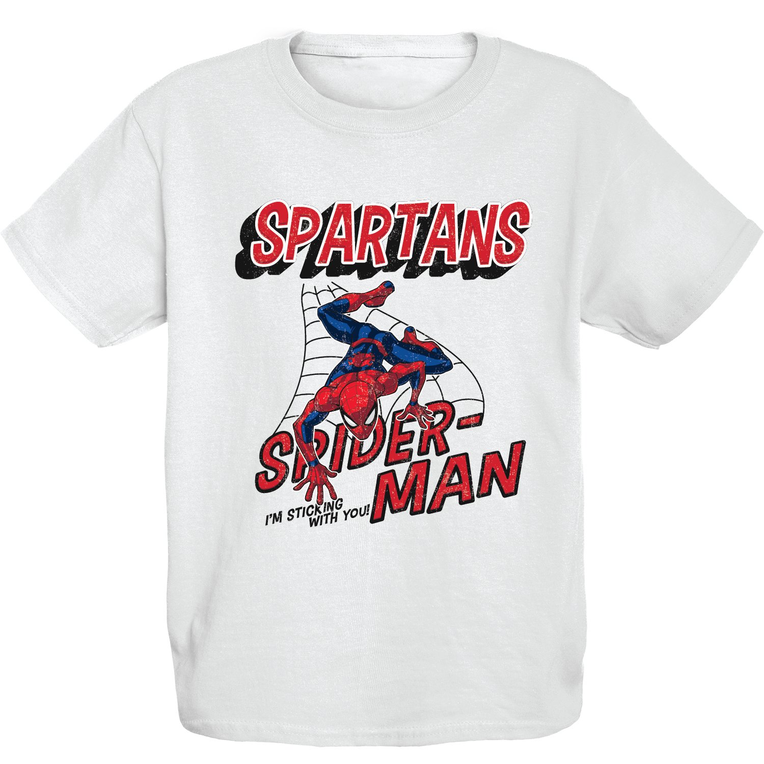 Spiderman Spartans T-shirt 25, Color: White, Size: YXS