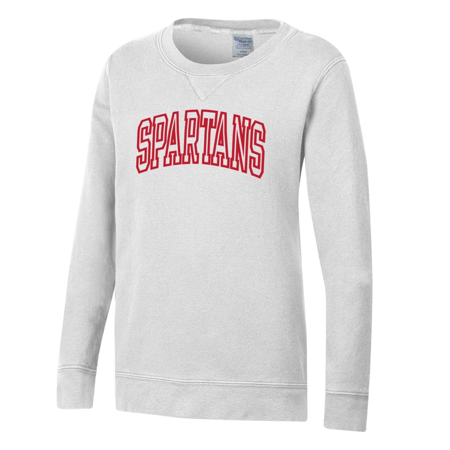 Comfort Wash Youth Fleece Crew 25, Color: White, Size: YXS