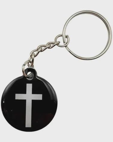 Tap to Pray Keychain, Design: Black Cross