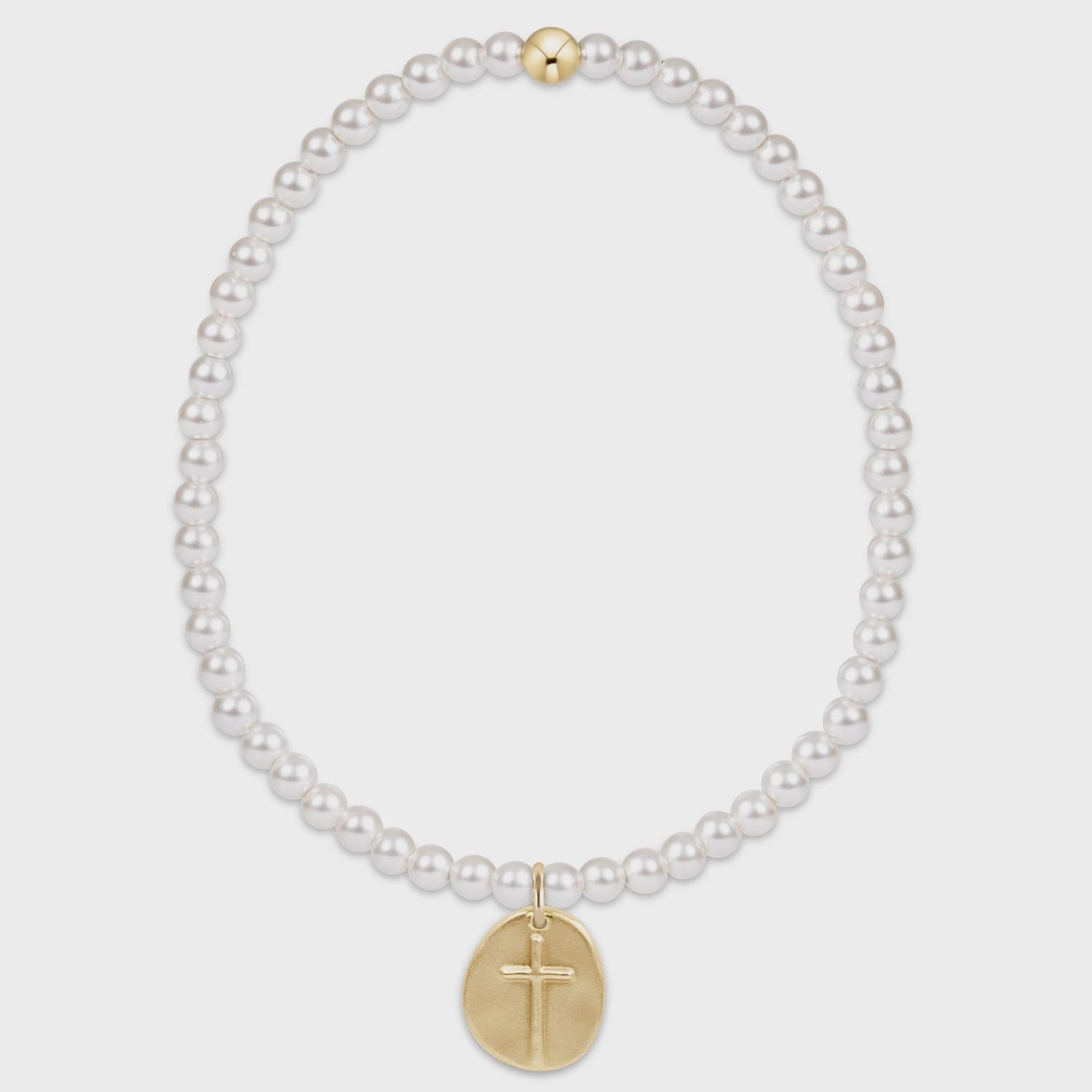 Classic Pearl Bracelet, 3mm, Inspire Small Gold Disc