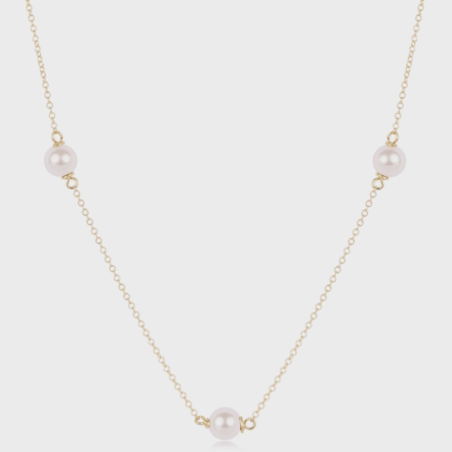 Gold 17" Choker Simplicity Chain, Pearl 6mm