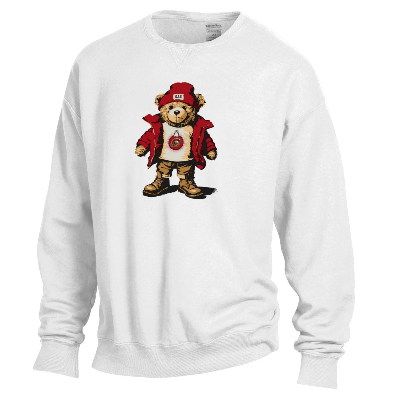 Comfort Wash Christmas Bear Crew 26, Color: White, Size: AS