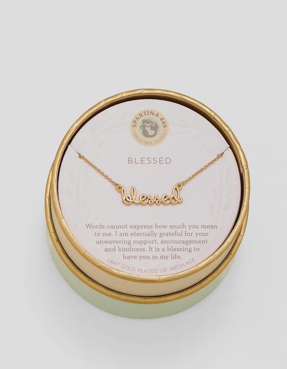 Blessed Script Necklace, Gold