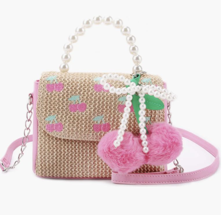 Cherry Embroidered Crossbody Bag w Charm